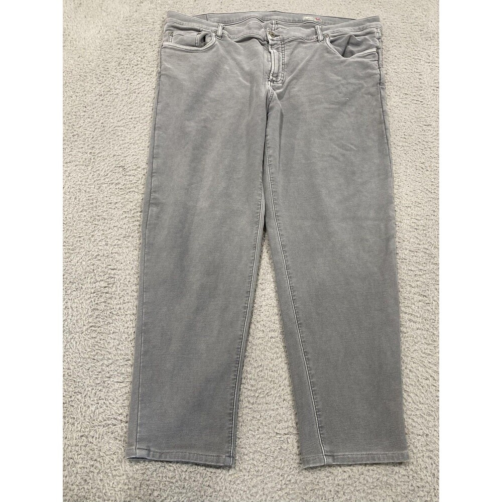 Faherty Brand Jeans Mens 42x27 Gray Relaxed Straight Stretch Denim Light Wash